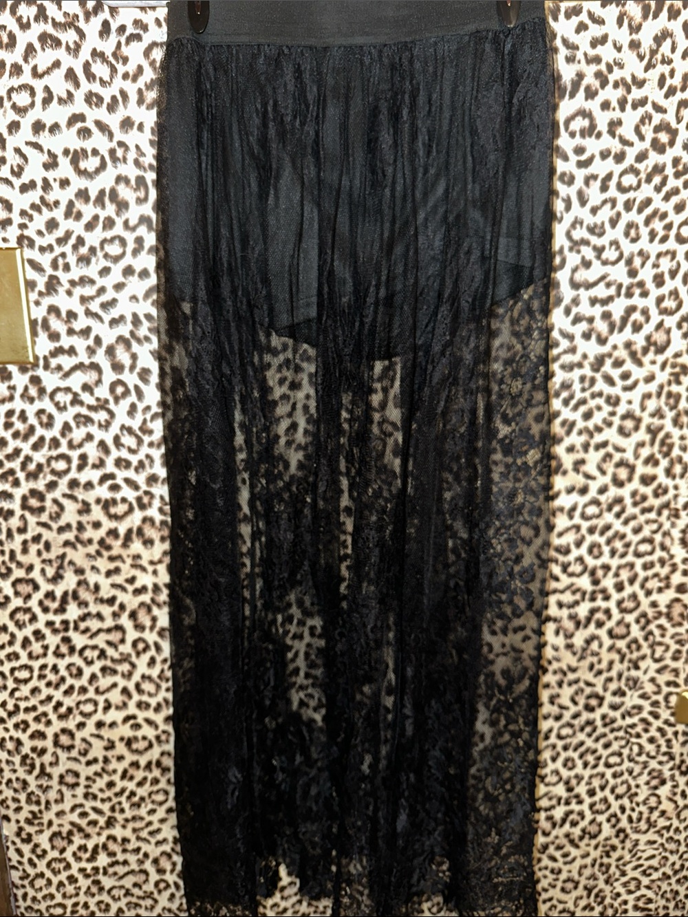 Black Sheer Lace Maxi Skirt